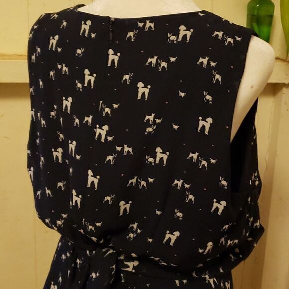 MAISON JULES  Navy Dog Print Flowy Midi Dress sz 12 - Picture 4 of 11